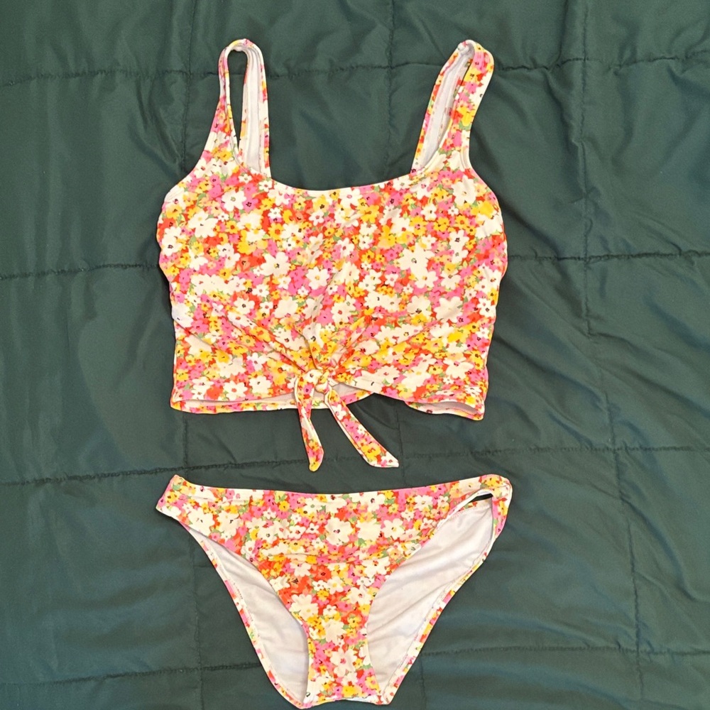 Floral Bikini Set with Tie Front